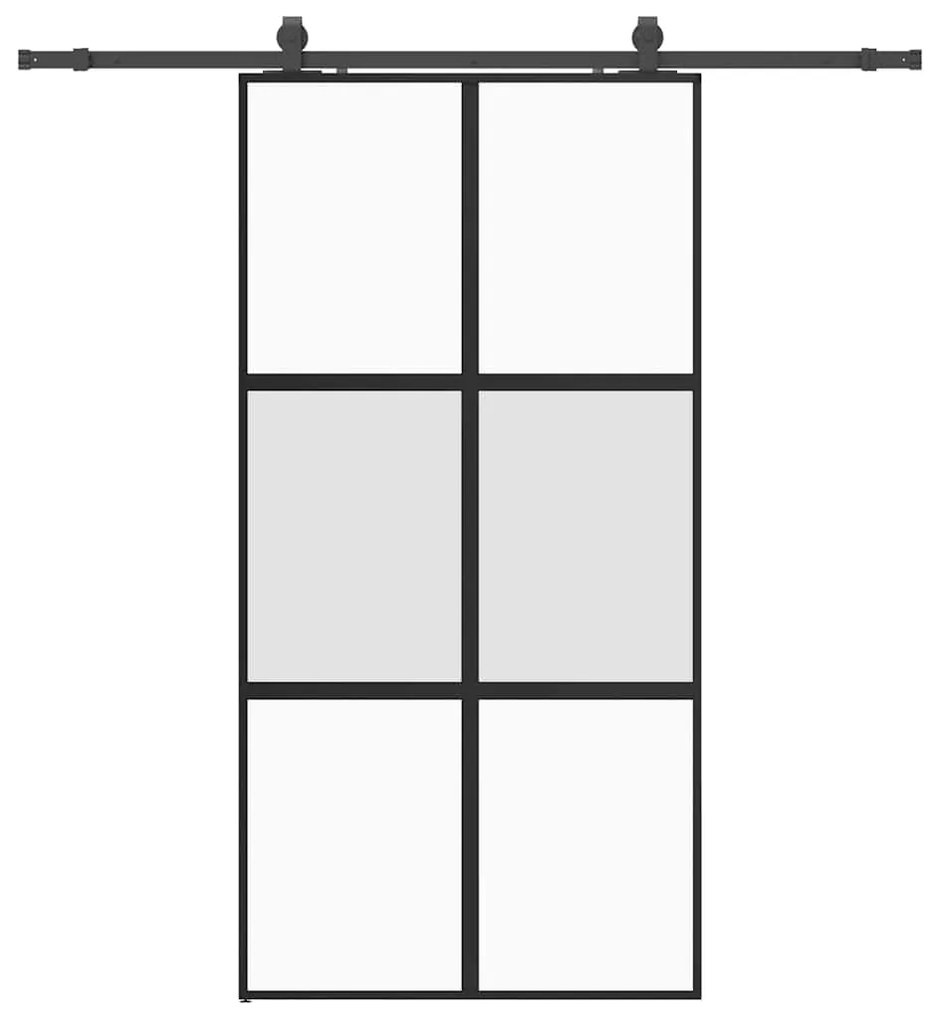 vidaXL Σετ συρόμενης πόρτας με υλικό μαύρο 102,5x205 cm