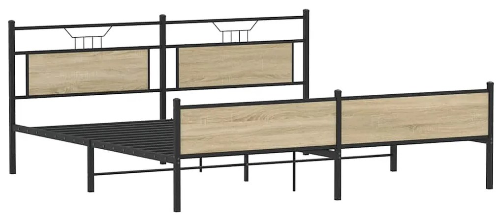 vidaXL Σκελετός Κρεβ. Χωρίς Στρώμα Sonoma Δρυς 193x201 εκ. Μεταλλικό