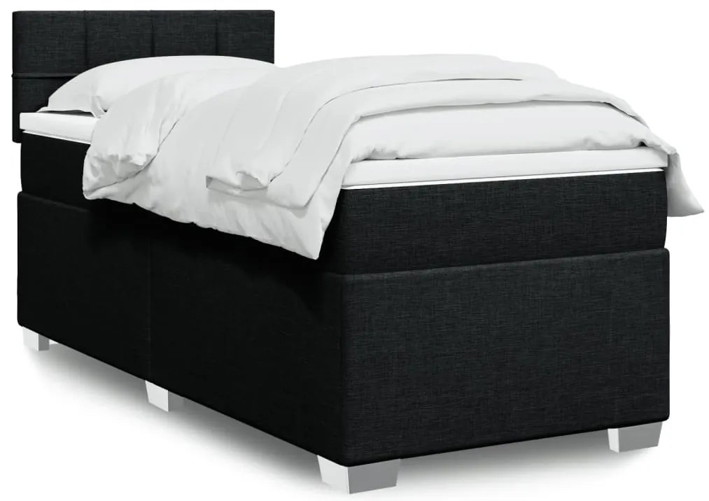 vidaXL Κρεβάτι Boxspring με Στρώμα Μαύρο 80 x 200 εκ. Υφασμάτινο