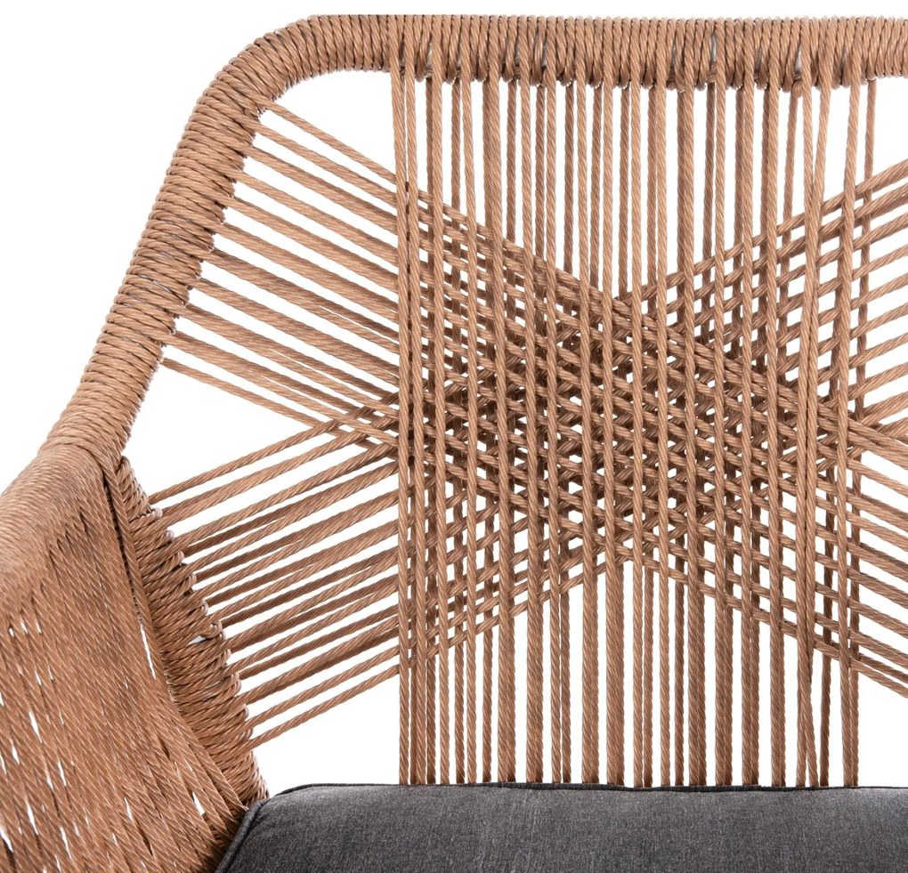 Καρέκλα - Πολυθρόνα TOPIN C6048.01 Λευκή Αλουμινίου με Ρ.Ε. Rattan Ανοιχτό Καφέ και Γκρί Μαξιλάρι 58x60x83Υ εκ. 58x60x83 εκ.