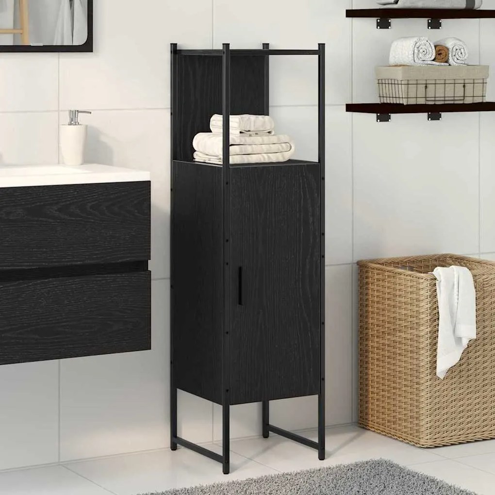vidaXL Ντουλάπι Μπάνιου με ράφι Μαύρη δρυς 33 x 33 x 120.5 εκ.