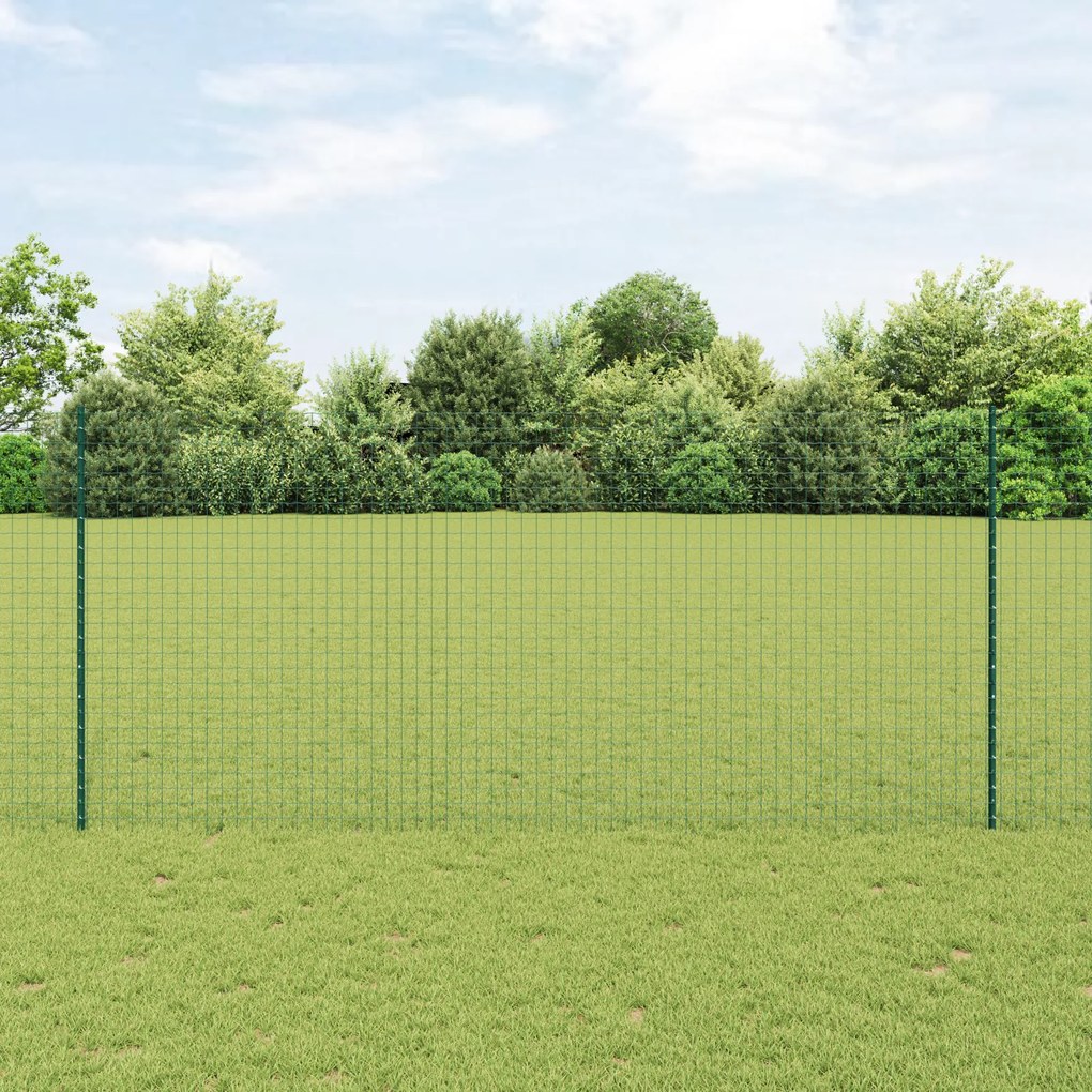 vidaXL Ασημένιοι Πόλοι Φράχτη 44 pcs Πράσινο 100 x 1.4 μ Μέταλλο