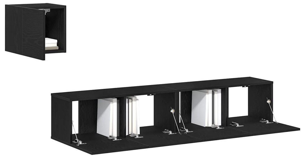 vidaXL Σετ Ντουλάπια Τηλεόρασης 4 pcs Μαύρη δρυς 80 x 30 x 30 εκ