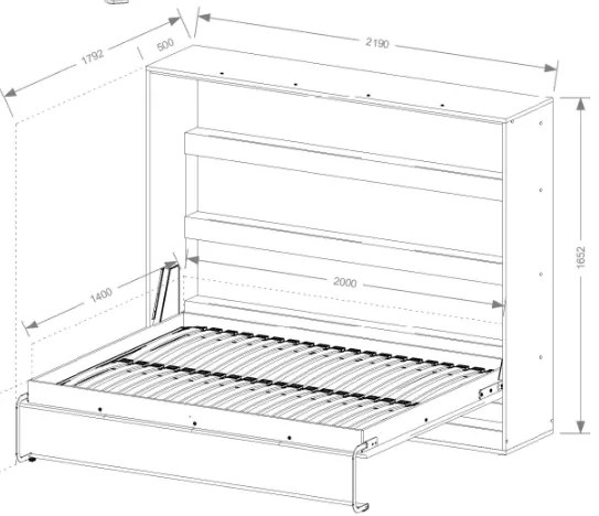 Κρεβάτι τοίχου Aether I -Fusiko-Mavro-140 x 200