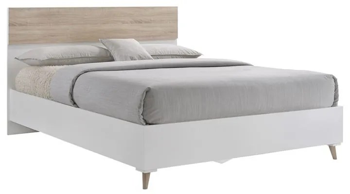 ALIDA Κρεβάτι Διπλό για Στρώμα 160x200cm, Απόχρωση Sonoma - Άσπρο   1τμχ