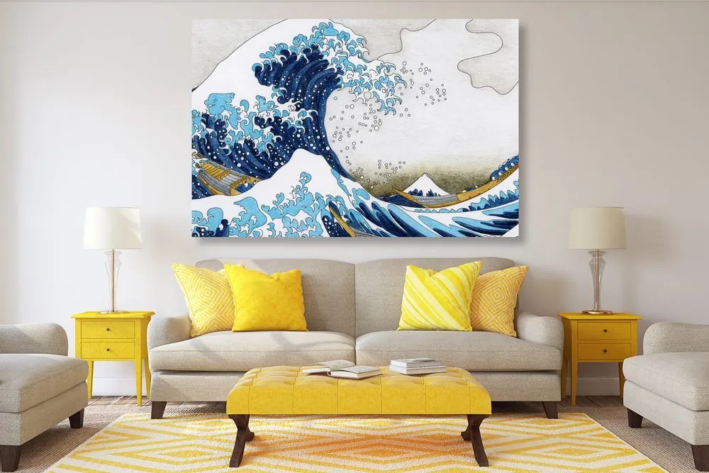 Αναπαραγωγή εικόνας The Great Wave of Kanagawa - Kacushika Hokusai - 60x40