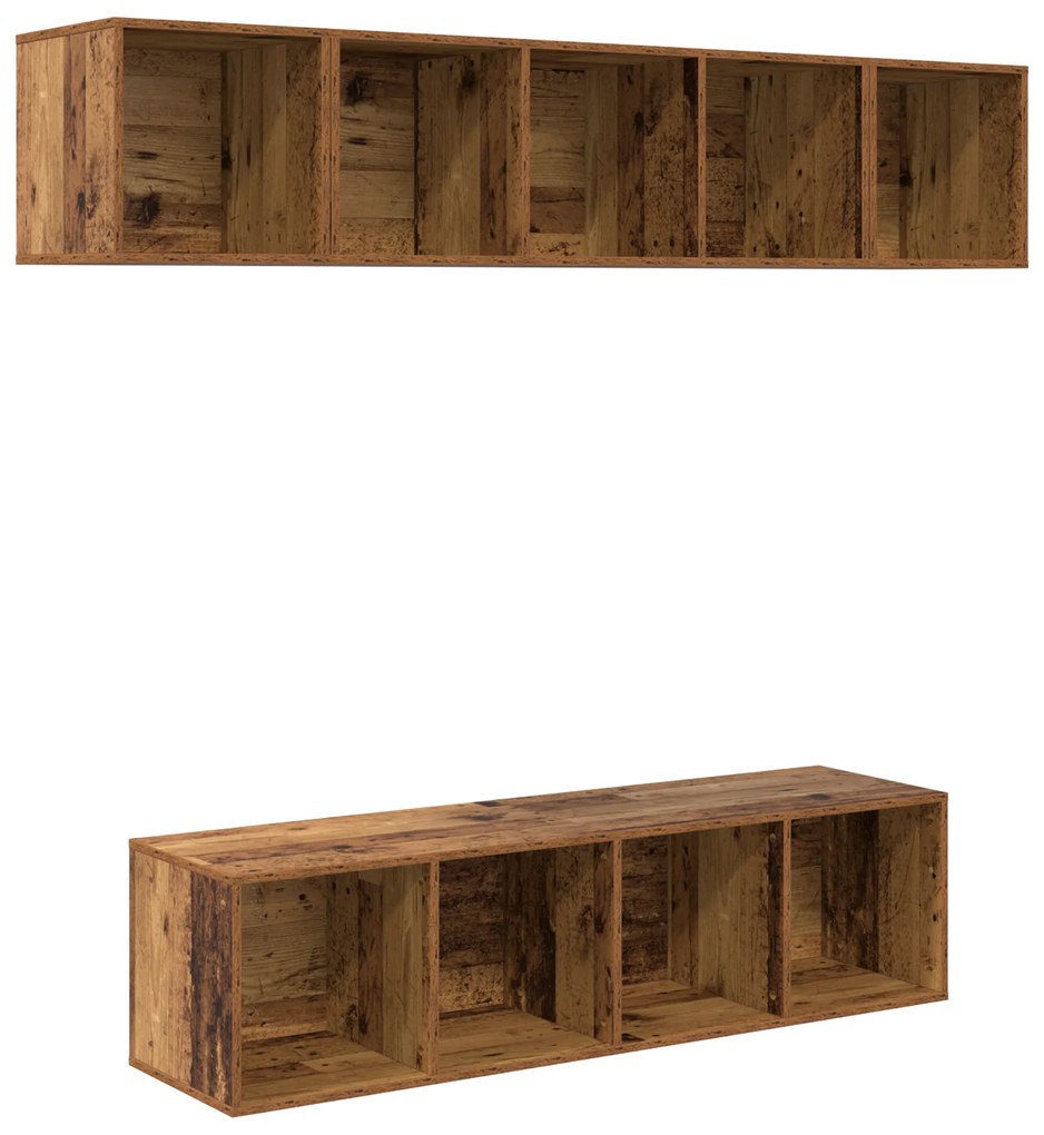vidaXL Σετ επίπλου τηλεόρασης 4 pcs Παλιό ξύλο 37 x 37 x 142.5 εκ