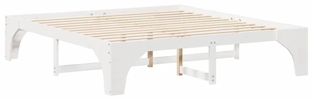 vidaXL Κρεβάτι δαπέδου Λευκό 200 x 200 cm Μασίφ ξύλο πεύκου