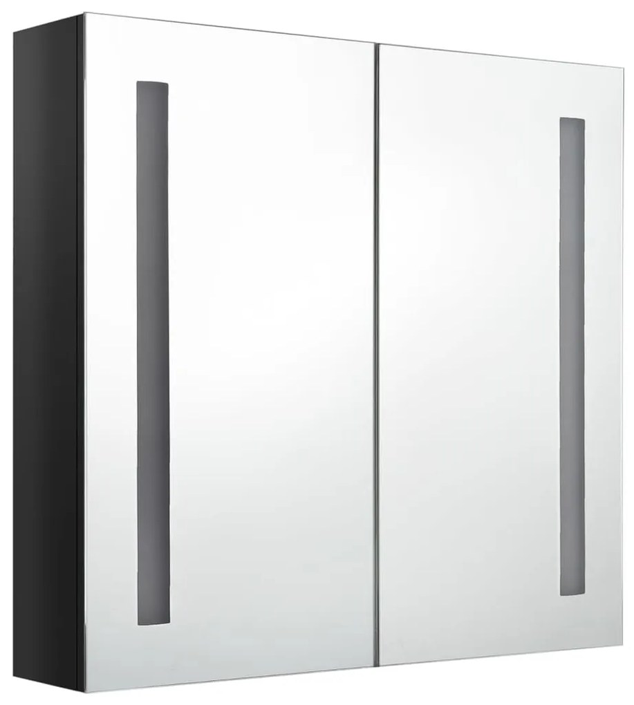 vidaXL Καθρέφτης Μπάνιου με Ντουλάπι &amp; LED Λαμπερό Μαύρο 62x14x60 εκ.