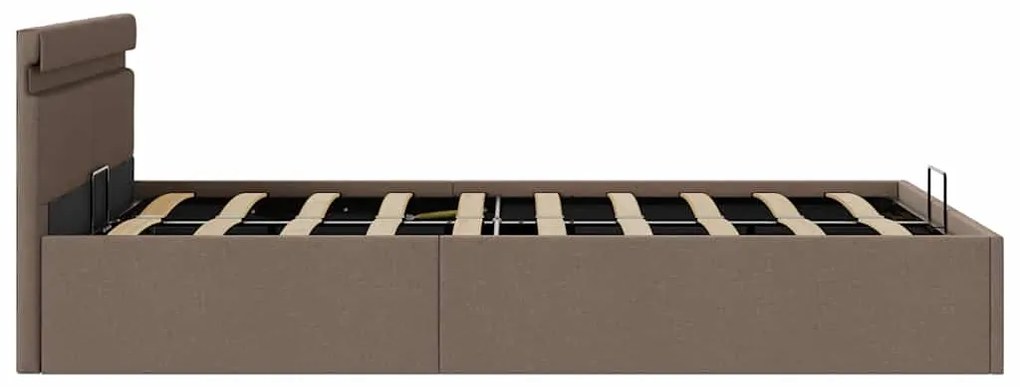 vidaXL Πλαίσιο Κρεβατιού με Αποθ. Χώρο/LED Taupe 120x200 εκ. Ύφασμα