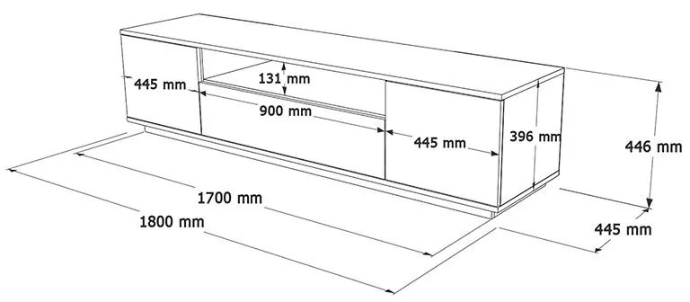 Έπιπλο τηλεόρασης Soren sonoma-λευκό 180x.44.5x44.6εκ 180x45.5x46.6 εκ.