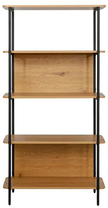 Βιβλιοθήκη - Ραφιέρα Μεταλλική FL2504-2 Fylliana Black-Oak χρώμα 60x36x158εκ 60x36x158 εκ.