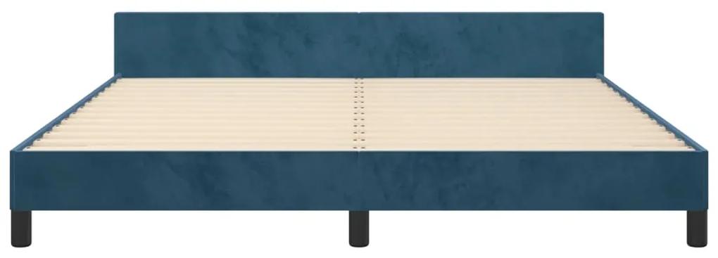 vidaXL Πλαίσιο Κρεβατιού με Κεφαλάρι Σκ. Μπλε 180x200 εκ. Βελούδινο