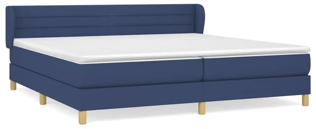 Κρεβάτι Boxspring με Στρώμα Μπλε 200x200 εκ. Υφασμάτινο - Μπλε