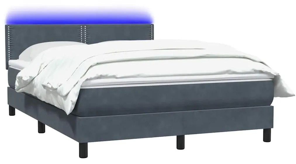 Box Spring Κρεβάτι με στρώμα Σκούρο γκρι 160x220 cm Βελούδινο - Γκρι