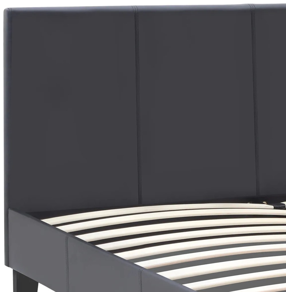 Κρεβάτι Flat Megapap από τεχνόδερμα χρώμα μαύρο ματ 160x200εκ.