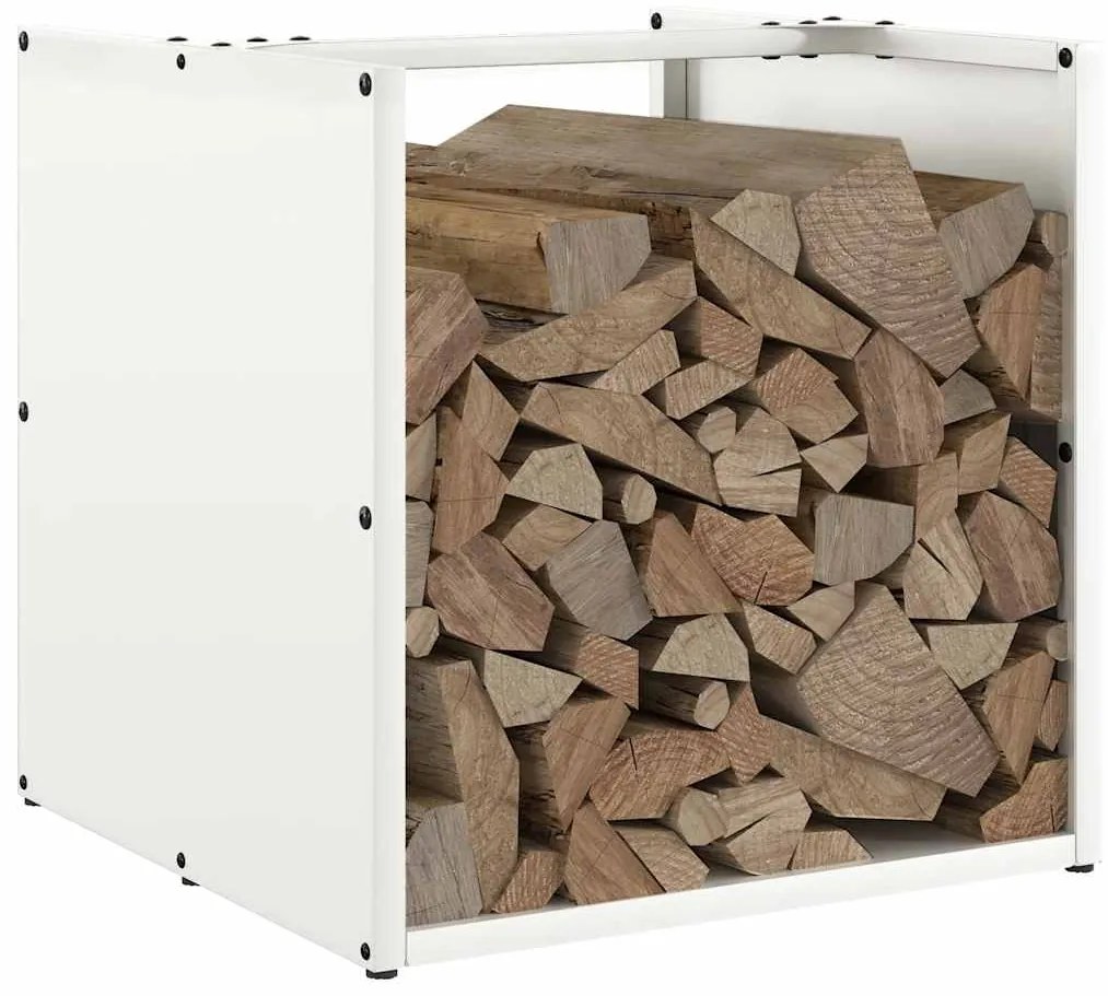vidaXL Ράφι Καυσόξυλων Λευκό 40x40x40 εκ. Χάλυβας ψυχρής έλασης