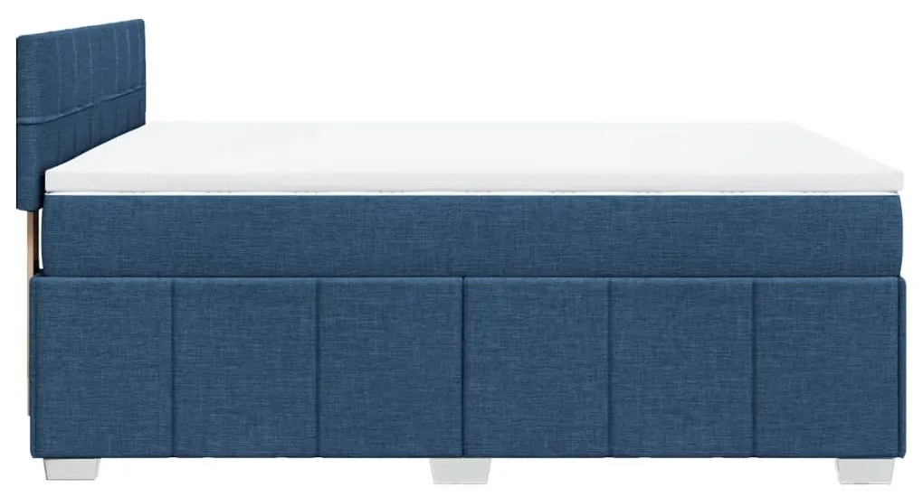 vidaXL Κρεβάτι Boxspring με Στρώμα Μπλε 140x190 εκ. Υφασμάτινο