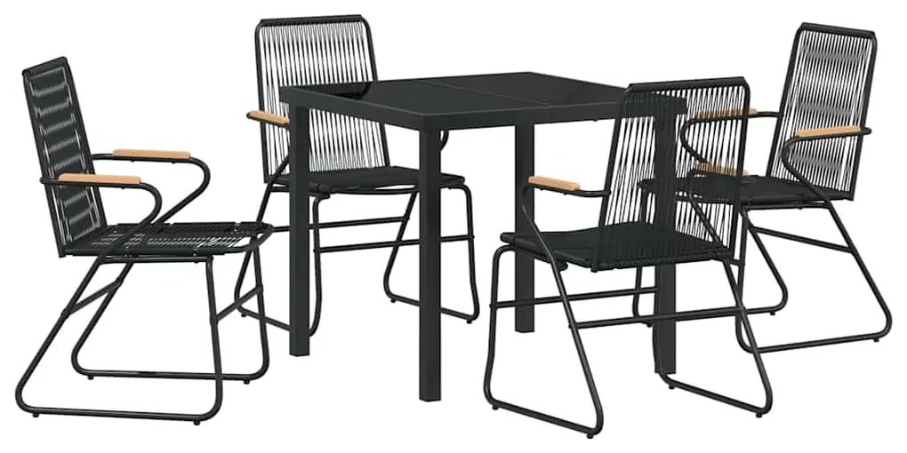 vidaXL Σέτ φαγητού για κήπο 5 pcs Μαύρο PVC ρατάν