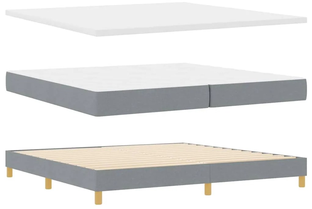 vidaXL Κρεβάτι box spring με στρώμα Ανοιχτό γκρι 200 x 200 cm ύφασμα