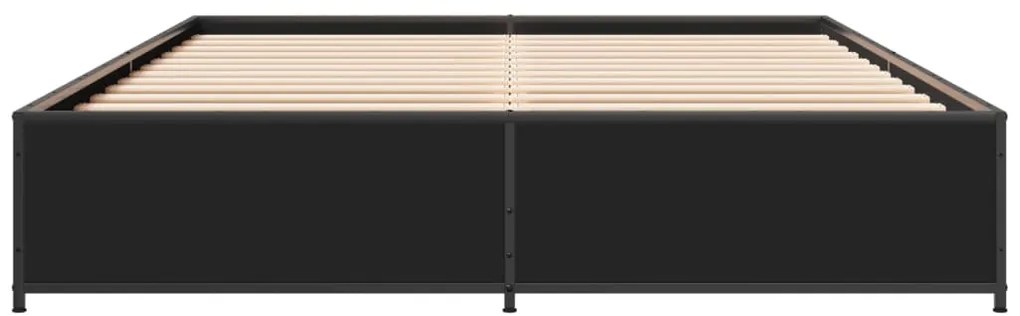 vidaXL Πλαίσιο Κρεβατιού Μαύρο 160x200 εκ. Επεξ. Ξύλο &amp; Μέταλλο