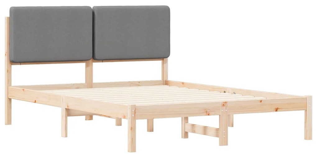 vidaXL Σκελετός Κρεβατιού με Επενδεδυμένο Κεφαλάρι Ανοιχτό γκρι