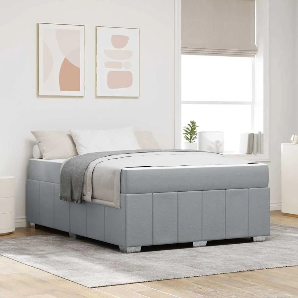 vidaXL Σκελετός Κρεβατιού Ανοιχτό γκρι 140 x 200 cm ύφασμα