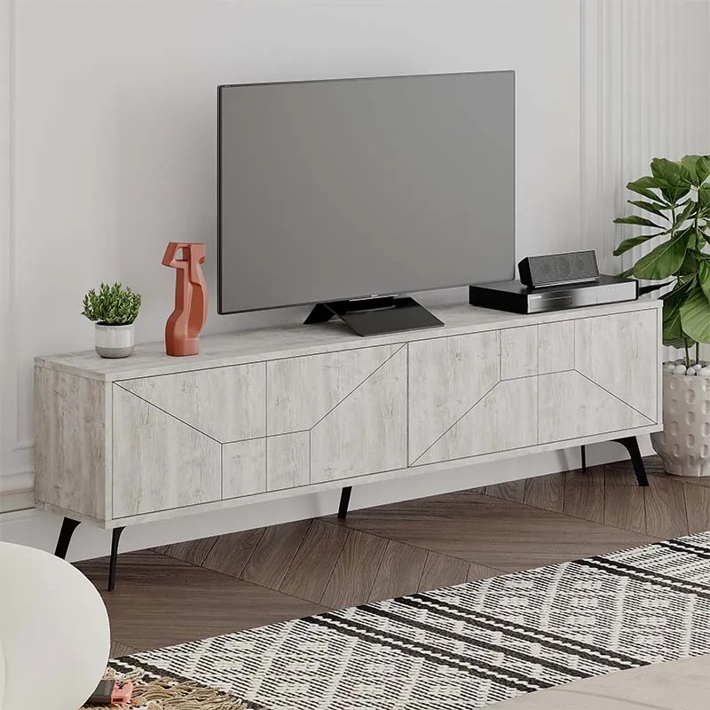 Έπιπλο τηλεόρασης Dune Megapap χρώμα λευκό αντικέ 180x29,6x50εκ.
