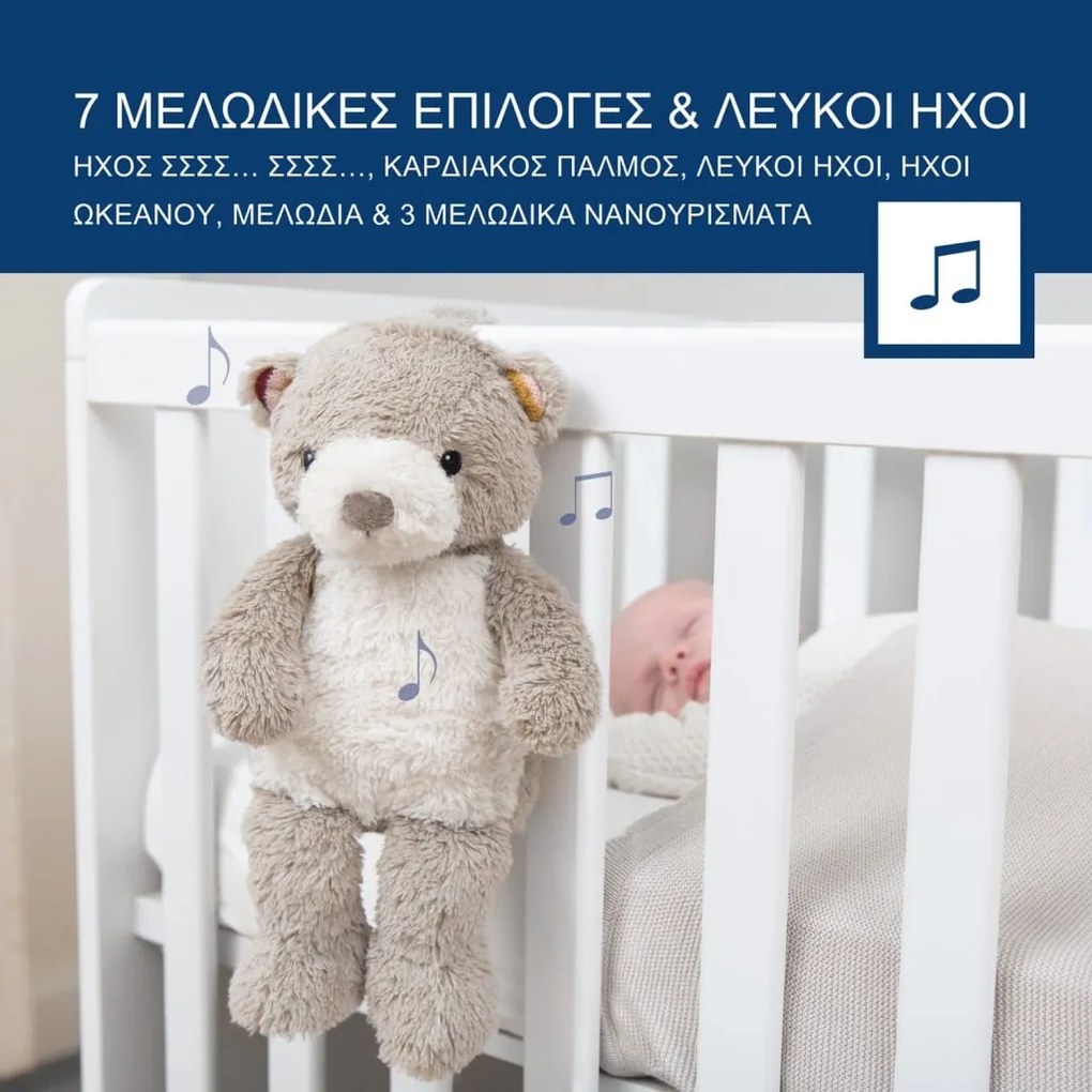 Βρεφικό Αρκουδάκι Bruno με εγγραφή φωνής &amp; λευκούς ήχους ZA-BRUNO-01 Zazu