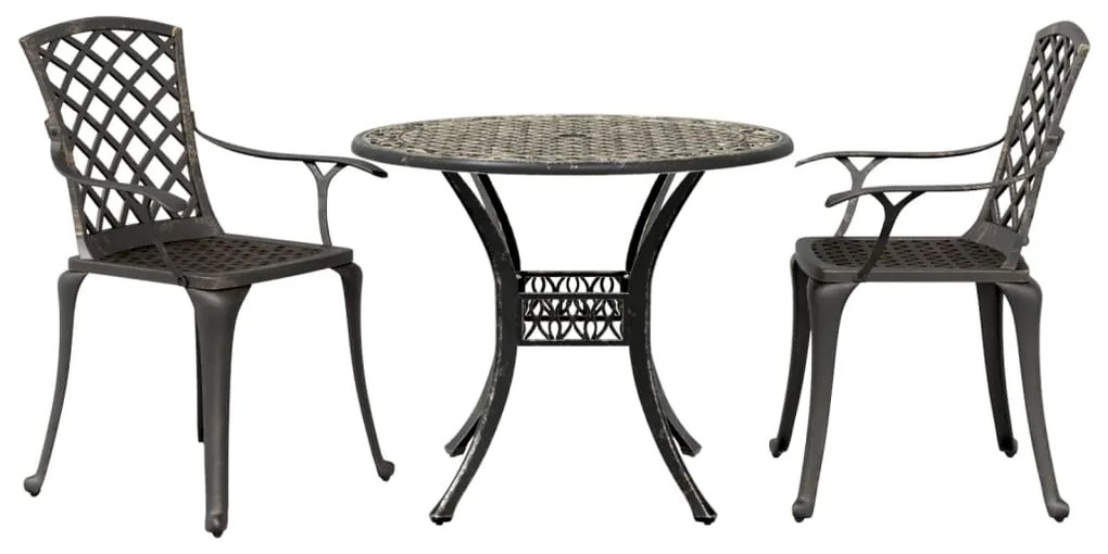 vidaXL Σετ Επίπλων Bistro 3 Τεμαχίων Μπρονζέ από Χυτό Αλουμίνιο