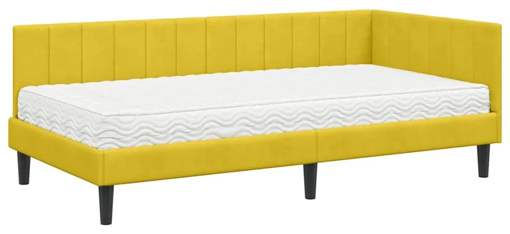 vidaXL Κρεβάτι Γωνίας με στρώμα Κίτρινο 90 x 190 cm Βελούδο