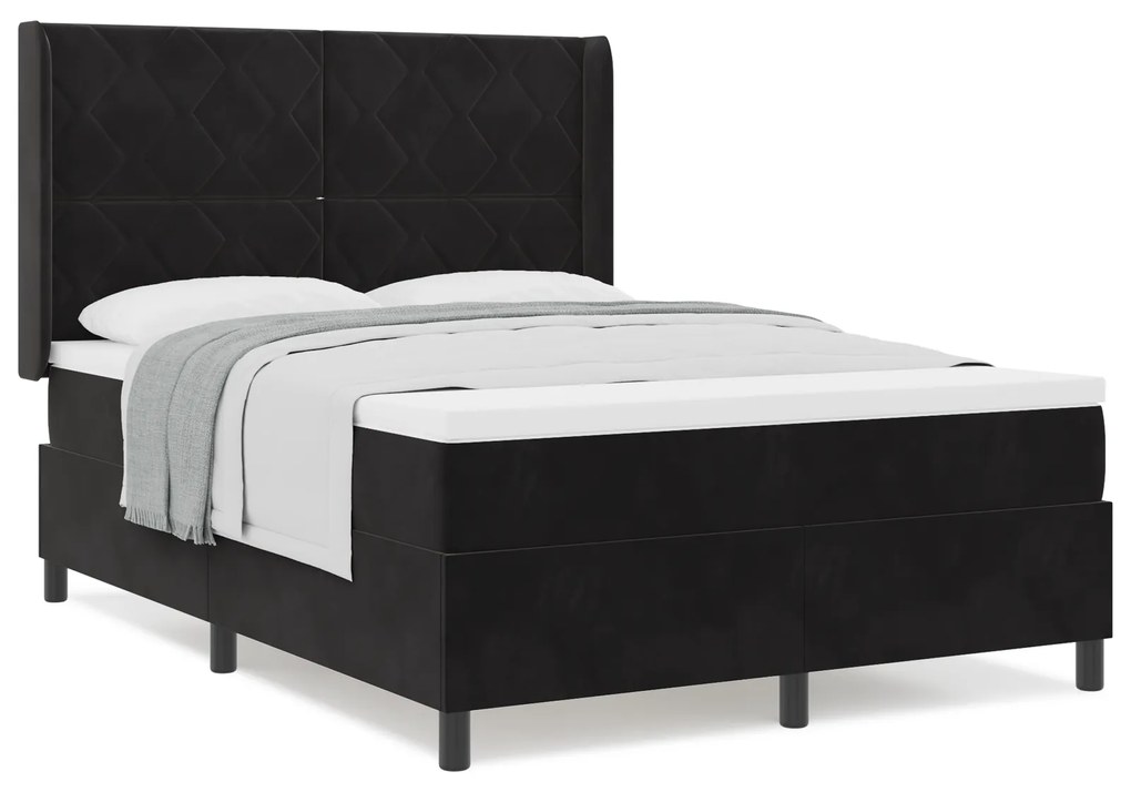 vidaXL Κρεβάτι Box Spring με Στρώμα Μαύρο 160x200 εκ. Βελούδο