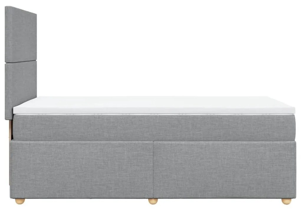 Κρεβάτι Boxspring με Στρώμα Ανοιχτό Γκρι 90x190 εκ. Υφασμάτινο - Γκρι