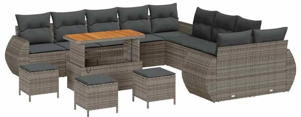 vidaXL Σετ Καναπέ Κήπου 14 pcs Γκρι συνθετικό ρατάν