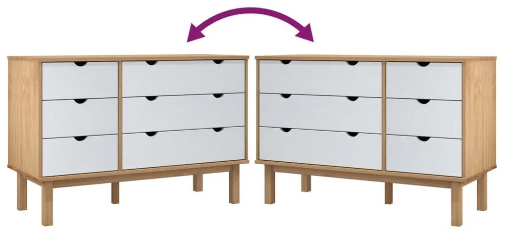 vidaXL Συρταριέρα OTTA Καφέ & Λευκό 111x43x73,5 εκ. Μασίφ Ξύλο Πεύκου