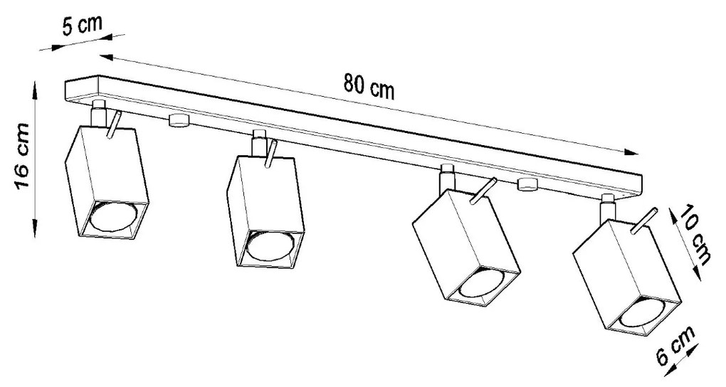 Sollux Φωτιστικό οροφής Merida 4,ατσάλι,4xGU10/40w