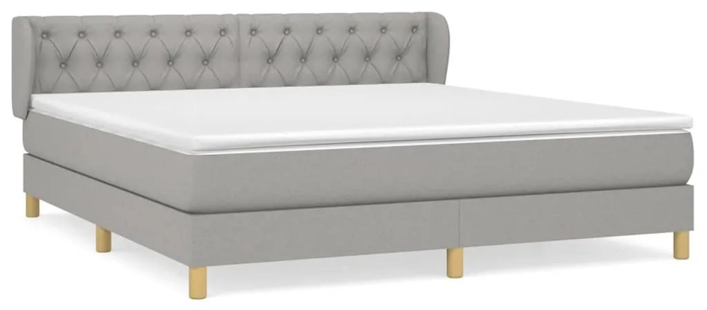 Κρεβάτι Boxspring με Στρώμα Αν. Πράσινο 160x200εκ Υφασμάτινο - Γκρι