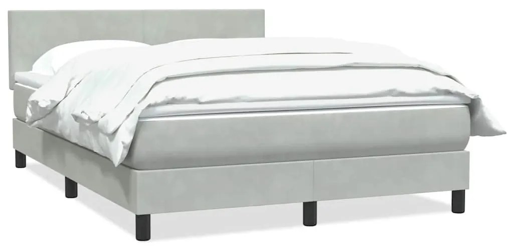 Κρεβάτι Boxspring με Στρώμα Ανοιχτό Γκρι 160x220 εκ. Βελούδινο - Γκρι