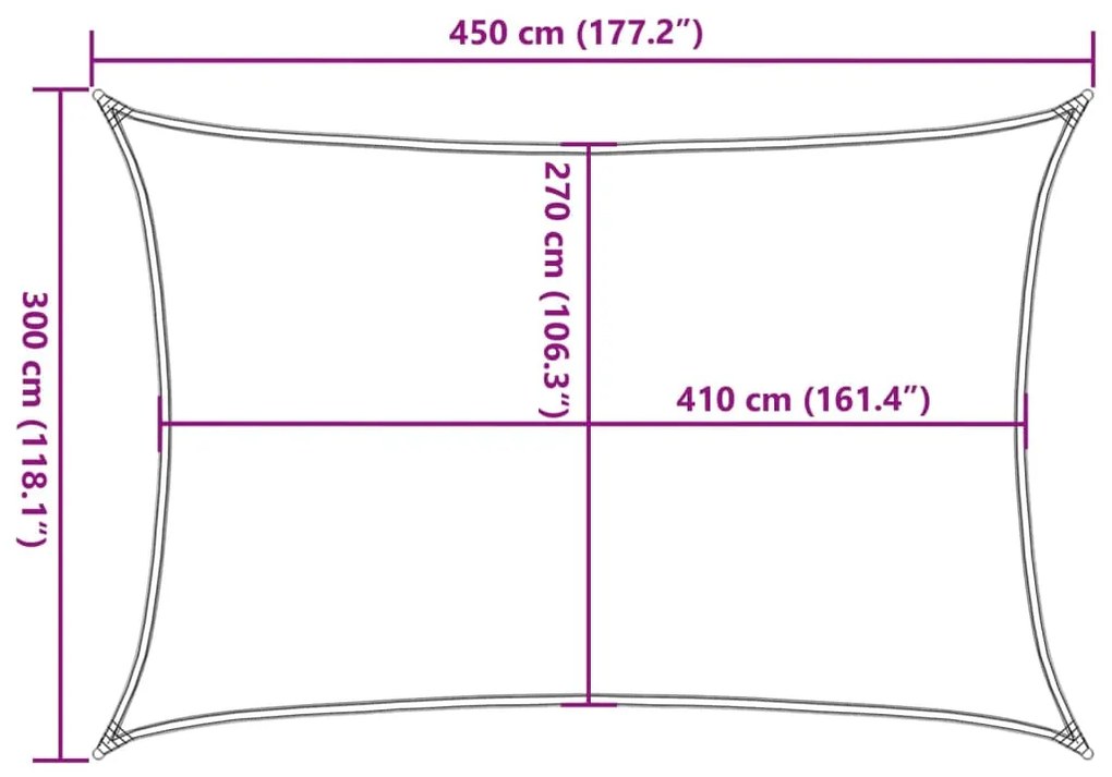 Πανί Σκίασης Ανθρακί 3 x 4,5 μ. από HDPE 160 γρ./μ²  - Ανθρακί