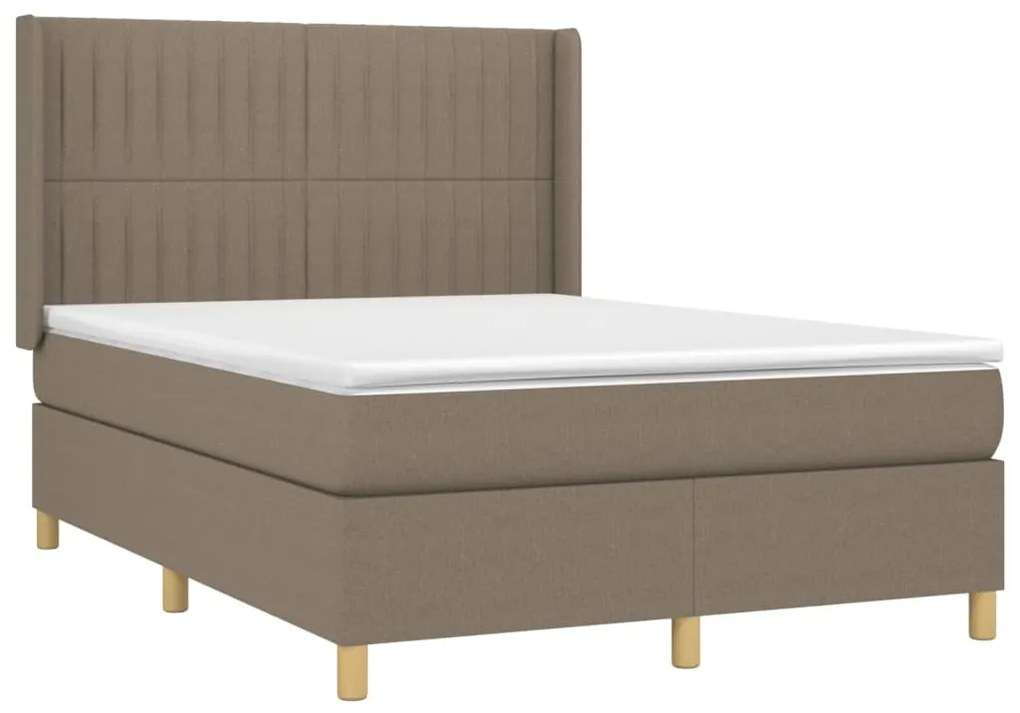 ΚΡΕΒΑΤΙ BOXSPRING ΜΕ ΣΤΡΩΜΑ &amp; LED TAUPE 140X190 ΕΚ. ΥΦΑΣΜΑΤΙΝΟ 3139033