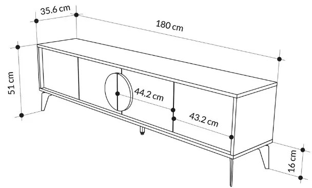 Έπιπλο τηλεόρασης Gora Megapap χρώμα sapphire oak - λευκό 180x35,6x51εκ. - GP037-0250,2