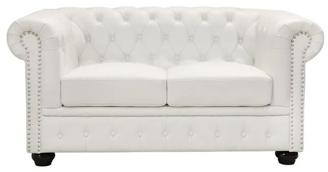 ΚΑΝΑΠΕΣ 2ΘΕΣΙΟΣ T.CHESTERFIELD HM3010.02 ΤΕΧΝΟΔΕΡΜΑ ΛΕΥΚΟ ΜΑΤ 155x90x73 εκ.