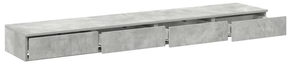 vidaXL Συρτάρια κρεβατιού Γκρι σκυροδέματος 200 x 36.5 x 16.5 εκ