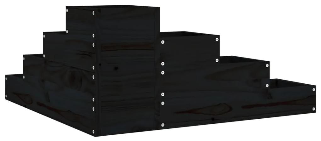 vidaXL Ζαρντινιέρα 4 Επιπέδων Μαύρη 80,5x79x36 εκ. Μασίφ Ξύλο Πεύκου