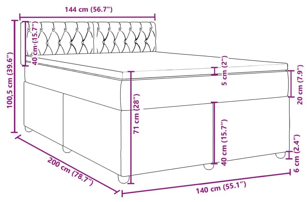 Κρεβάτι Boxspring με Στρώμα Ανοιχτό Γκρι 140x200 εκ. Υφασμάτινο - Γκρι