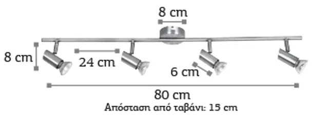 InLight Επιτοίχιο σποτ από μέταλλο σε νίκελ ματ απόχρωση (9076-4Φ-Νίκελ Ματ)