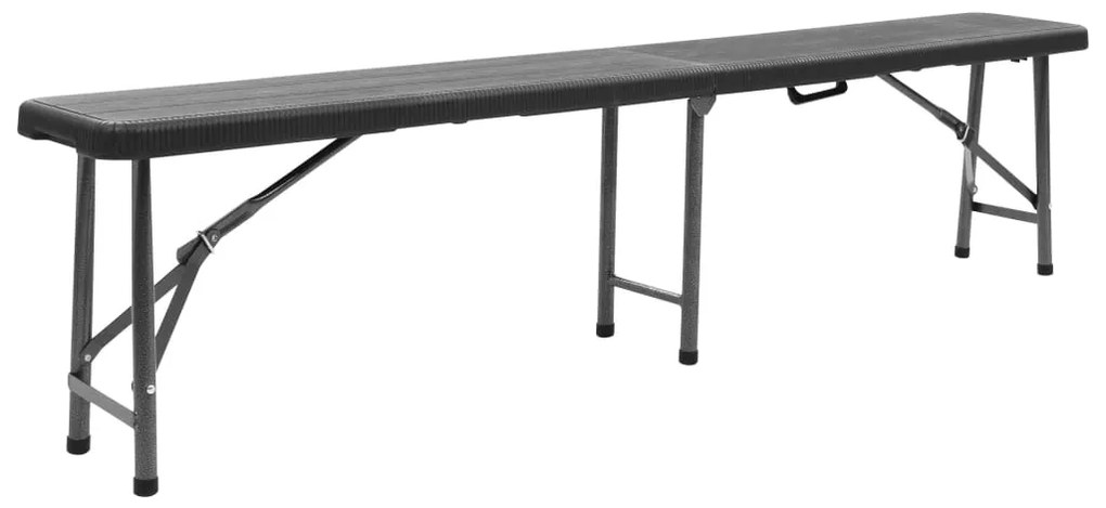 vidaXL Παγκάκια Κήπου Πτυσσόμενα 2 τεμ. Μαύρα 180 εκ. από HDPE