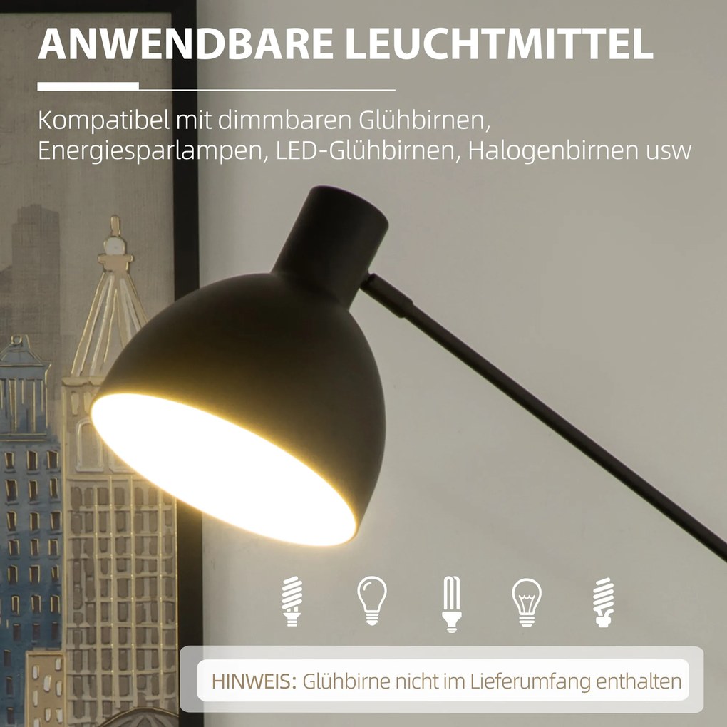 HOMCOM Φωτιστικό δαπέδου σε βιομηχανικό στυλ, ρυθμιζόμενο ύψος, διακόπτης ποδιού; 30 x 30 x 131 cm, Μαύρο