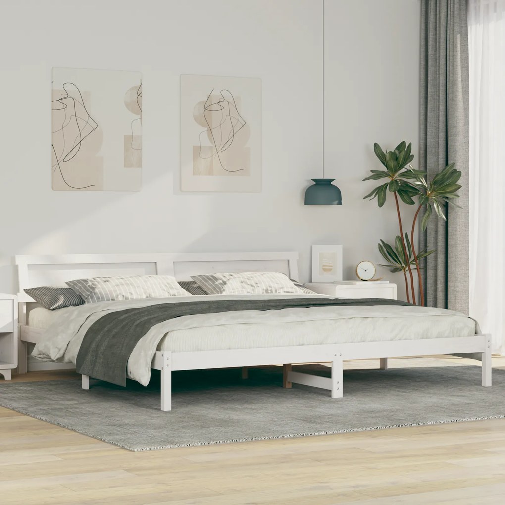 vidaXL Σκελετός Κρεβατιού Λευκό 180 x 200 cm Συμπαγές ξύλο πεύκου