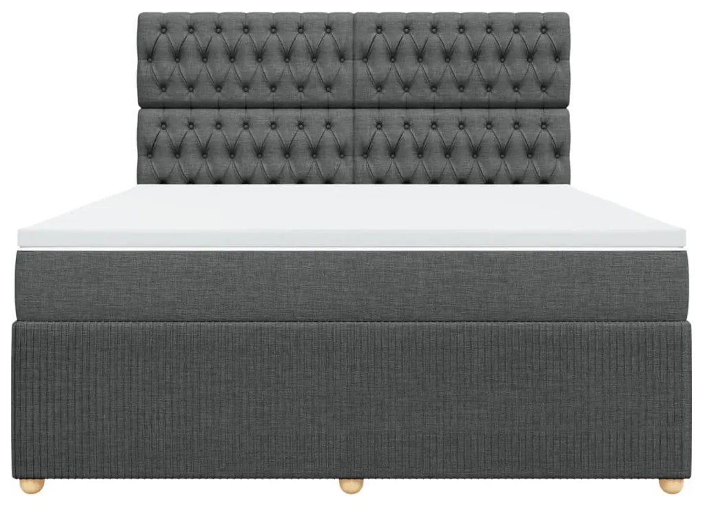 ΚΡΕΒΑΤΙ BOXSPRING ΜΕ ΣΤΡΩΜΑ ΣΚΟΥΡΟ ΓΚΡΙ 180X200 ΕΚ ΥΦΑΣΜΑΤΙΝ 3294443